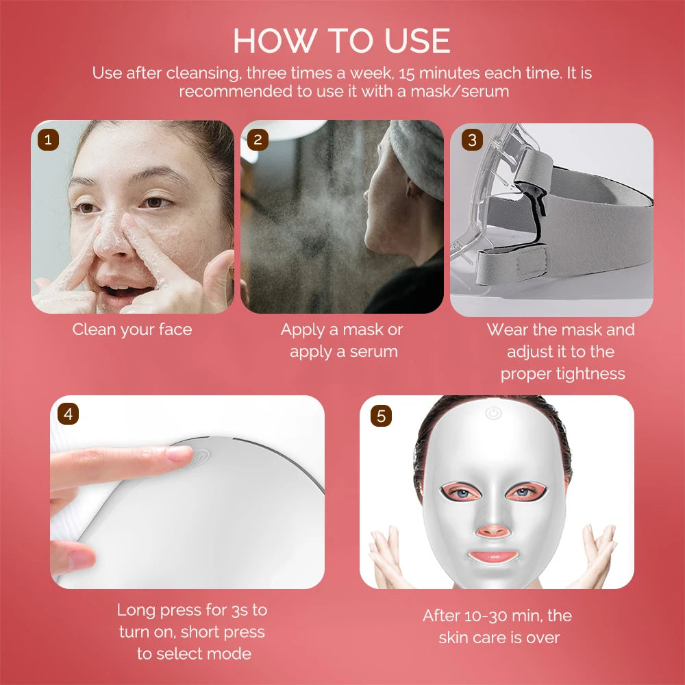 Wireless LED Face Beauty Machine Photon Facial Mask £25.38-£35.99
