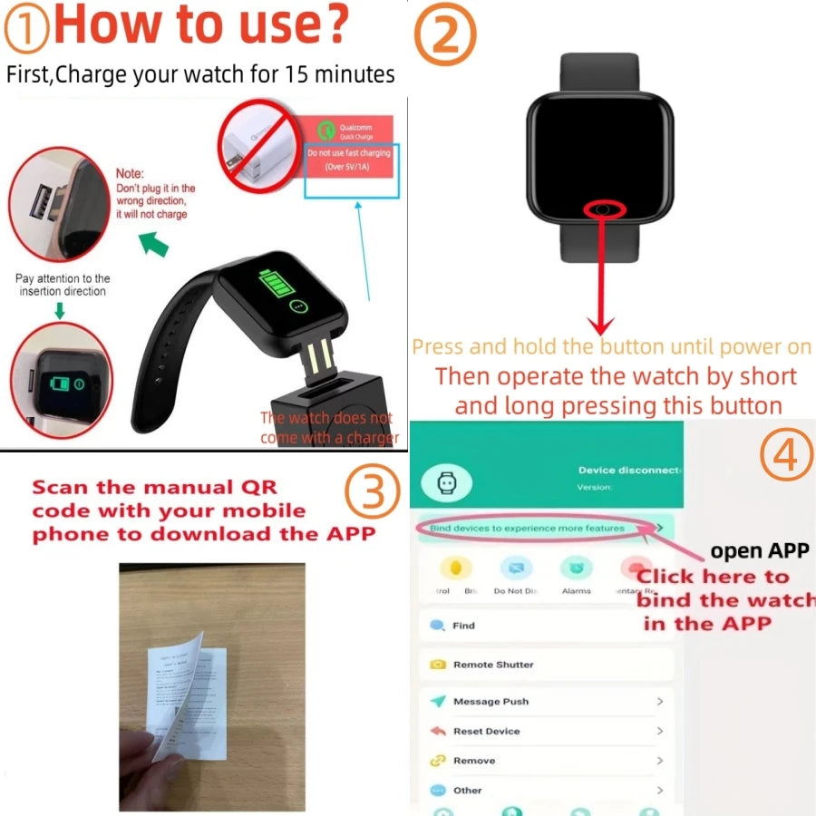 Smartwatch Men Women Wristwatches Smart Watch Message Fitness £22.78-£22.83